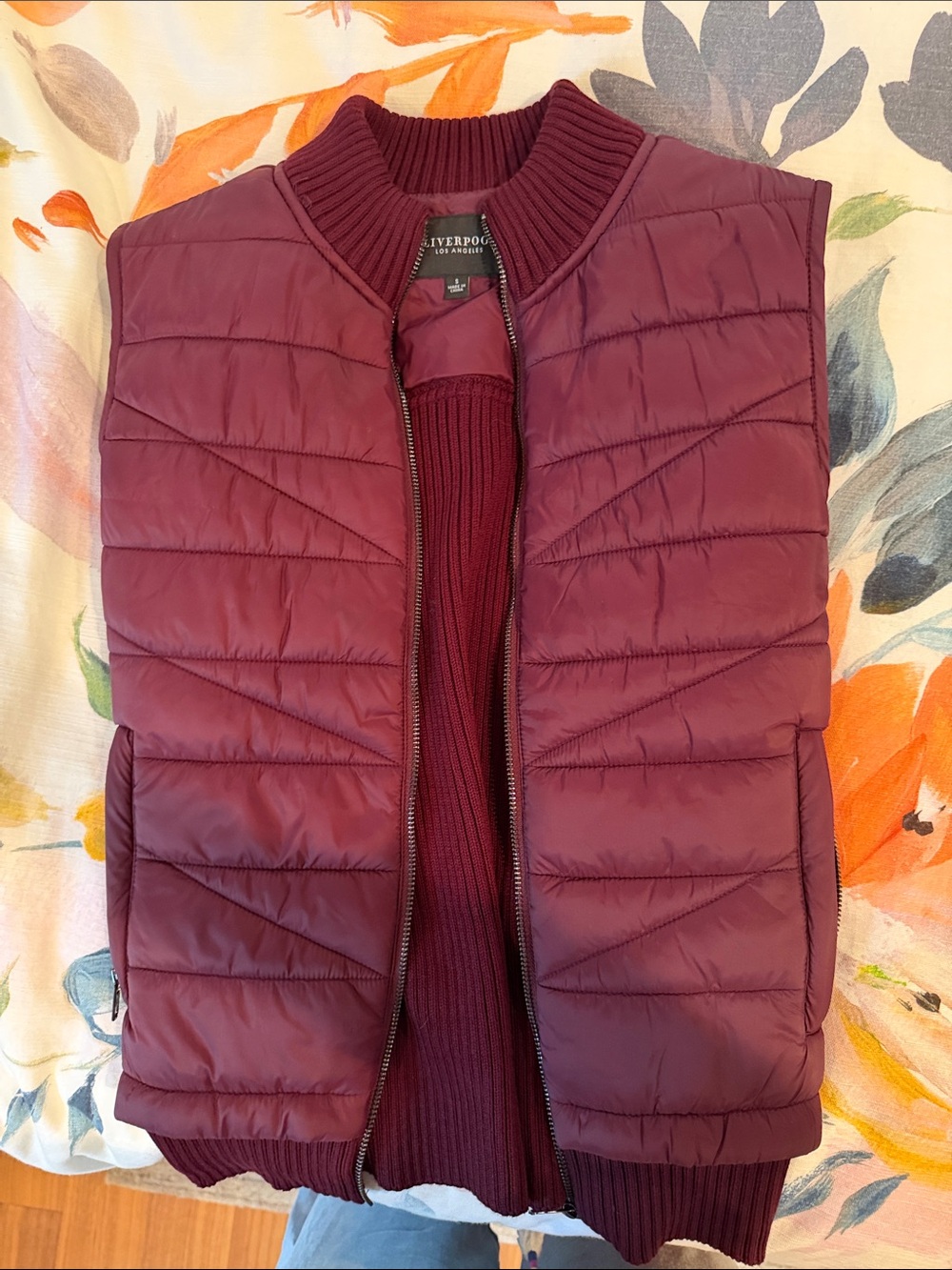 Liverpool Quilted Puffer Vest in Deep Wine